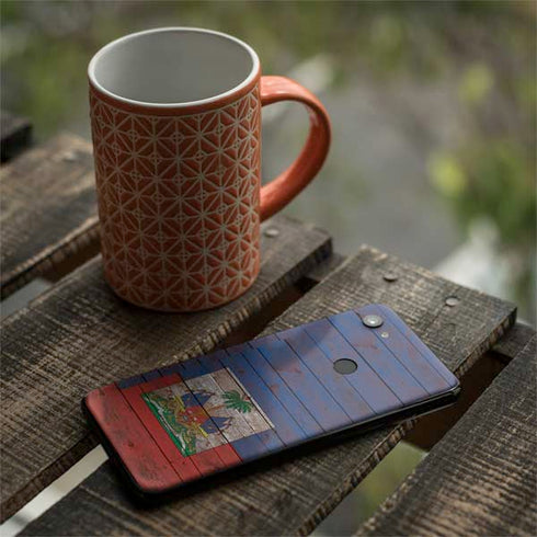 Haiti Flag Dark Wood Google Pixel 3a XL Skin